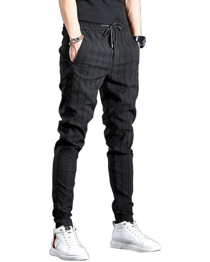 Korean Style Trendy Striped Trousers With Slim Feet