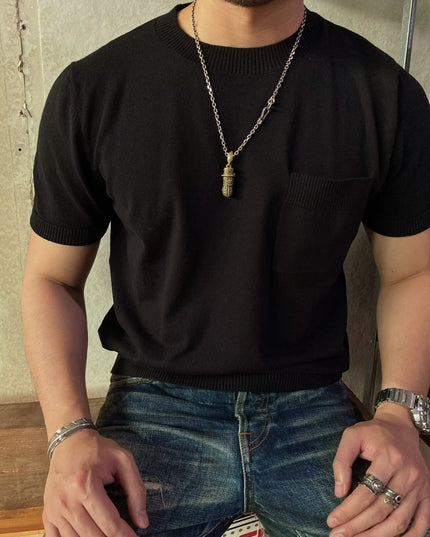 American Retro Breathable Italian Round Neck Knitted Short Sleeve