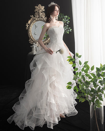 Short Front And Back Length Small Trailing Wedding Dress