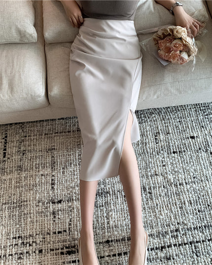 One-Step Skirt Hip Skirt Slimming Mid-length Skirt High Slit