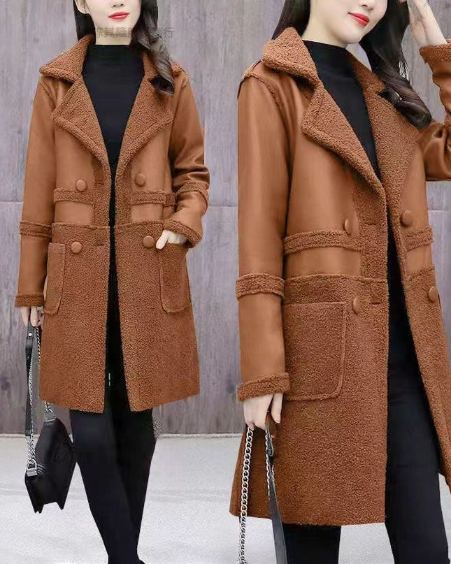 Women's Lambswool Haining Leather Coat