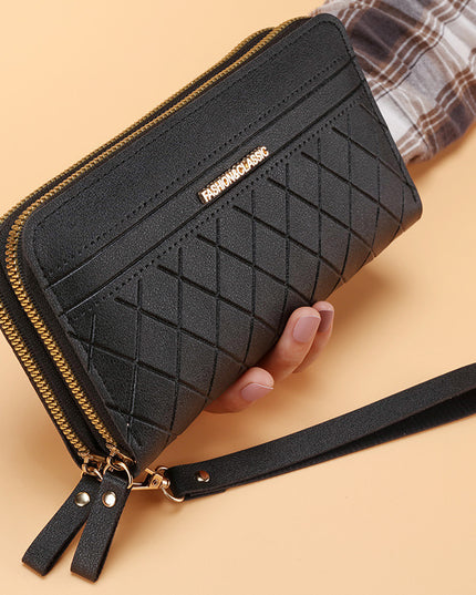 Women's Simple Double Zipper Multiple Card Slots Long Wallet