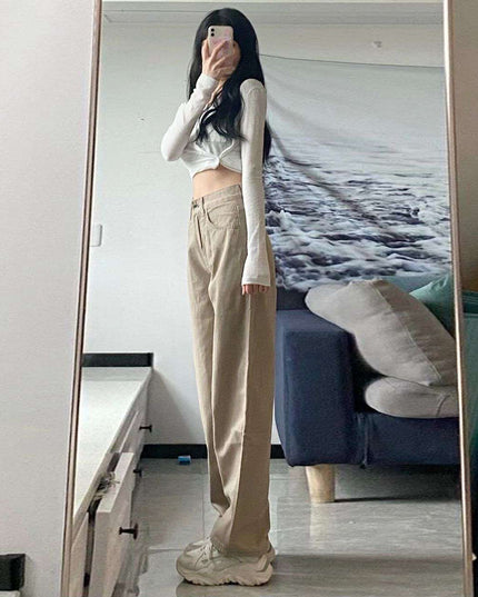 High Waist Wide Leg Jeans Ins Retro Loose Straight Mopping Pants