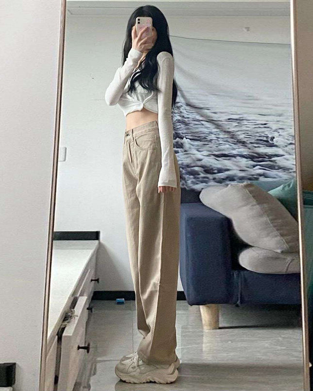 High Waist Wide Leg Jeans Ins Retro Loose Straight Mopping Pants