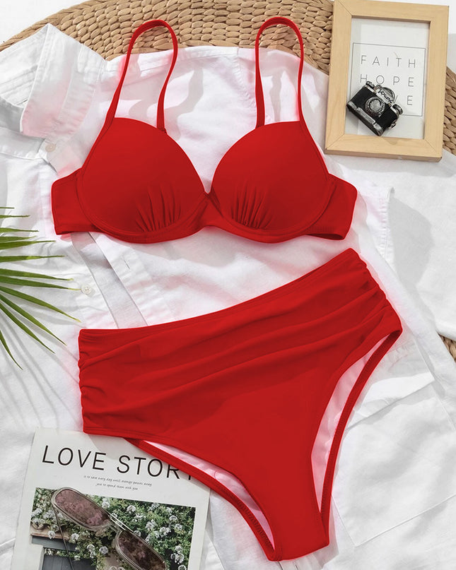 Solid Color Swimsuit One Piece Rigid Holder Cup