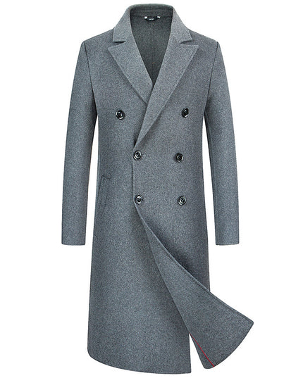 Woolen Coat Trench Coat Double Breasted Long Below The Knee
