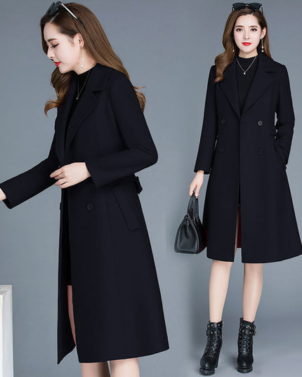 Thickened Woolen Coat Women's Mid-length