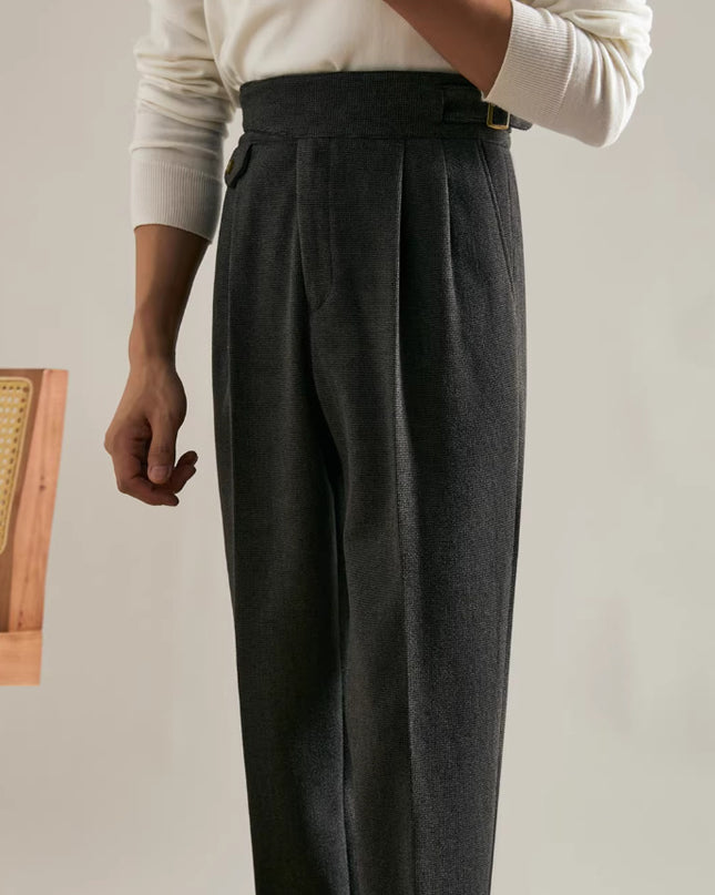 Thick Double Pleated Straight Business Casual Trousers