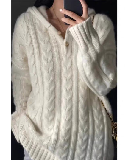 Heavy European Goods Cashmere Sweater Women's Hooded Sweater Loose Pullover