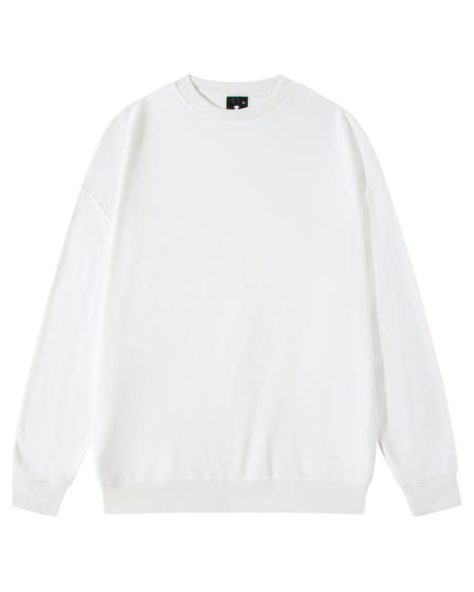 Men's Solid Color Pullover Sweatshirt Loose Round-neck Top Couple College Style Solid Color Clothes