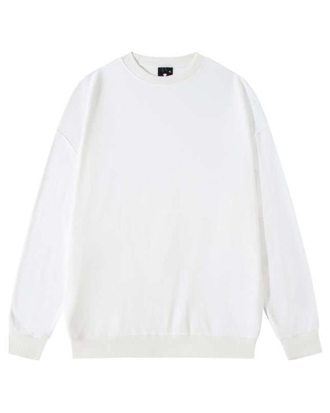 Men's Solid Color Pullover Sweatshirt Loose Round-neck Top Couple College Style Solid Color Clothes