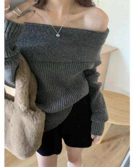 Idle Style Scarf Collar Solid Color Sweater Women's Loose Outer Wear Long Sleeve