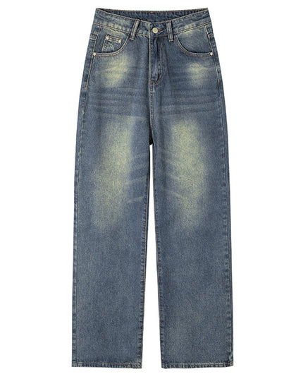 American Style Nostalgic Blue Wide Leg Jeans For Women