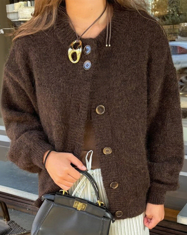Casual Simple Buttons Long Sleeve Coat Sweater