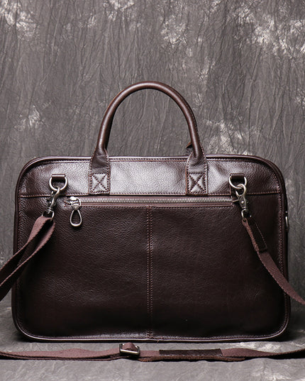 Men’s Leather One-Shoulder Crossbody Briefcase | Large Capacity Top Layer Cowhide Bag
