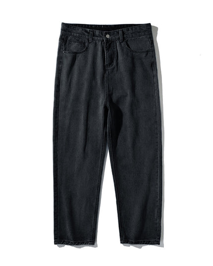 Simple Pure Color Jeans Men's Washed