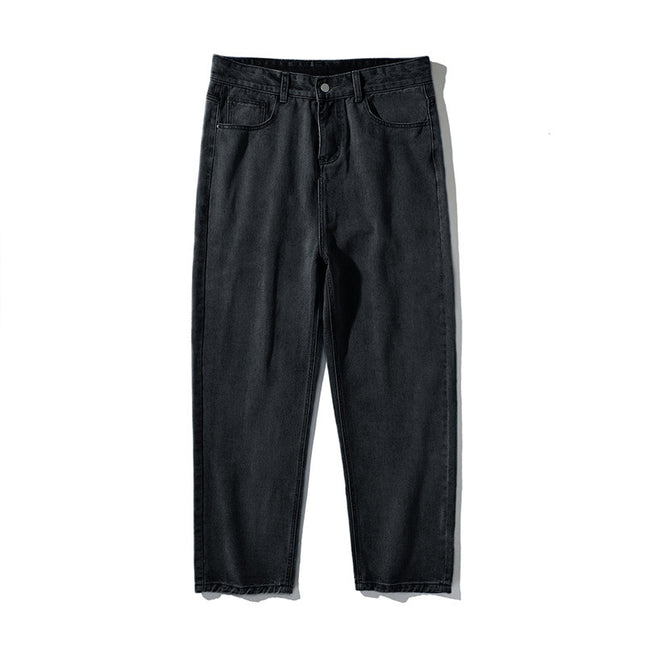 Simple Pure Color Jeans Men's Washed