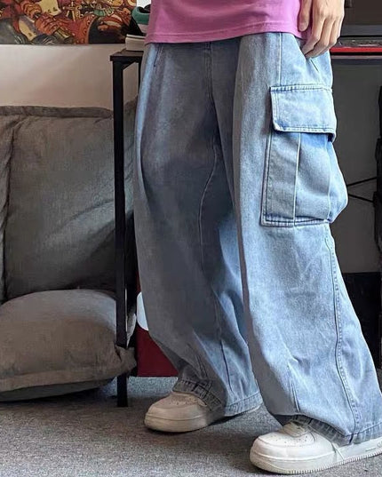 Men's High Street Vintage Washed Loose Wide Leg Jeans