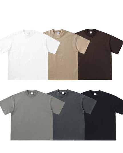 Pure Cotton Drop-shoulder Solid Color Small Neckline T-shirt