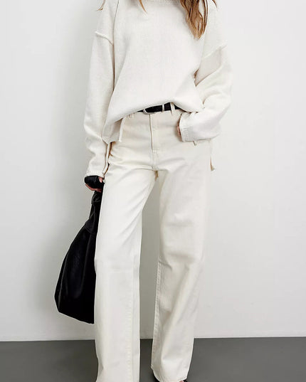 Solid Color Round Neck Sweater