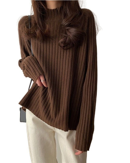 Idle Style Mock Neck Design Sense Loose Thick Inner Sweater Niche Top