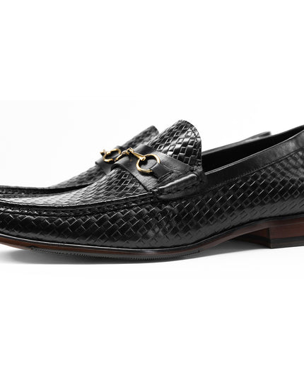 Business Casual Men's Woven Loafers Leather Shoes Men's Shoes