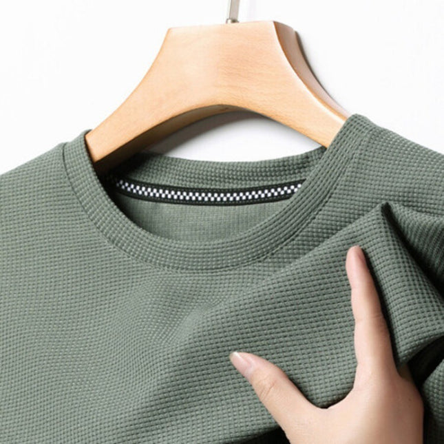 Summer Solid Color Men's Polyester Round Neck T-shirt