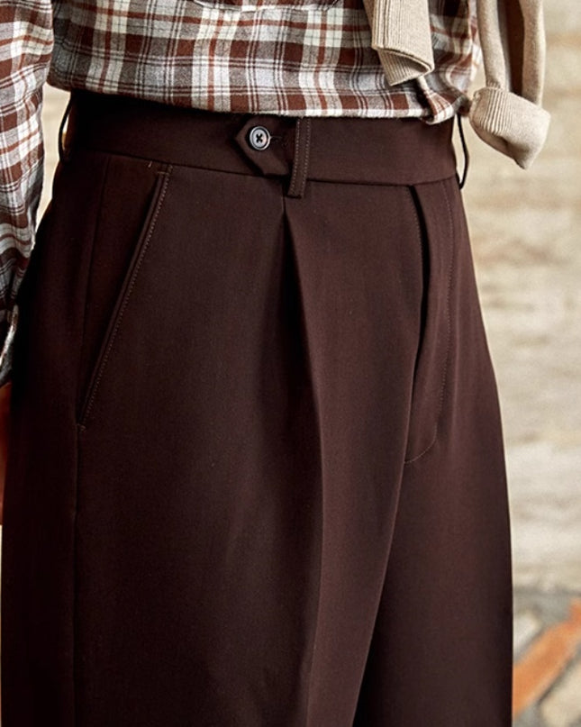Italian Casual Wide-leg Suit Pants British High Waist Baggy Straight Trousers