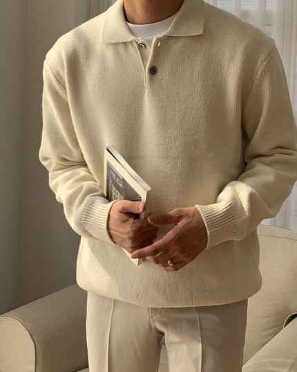Solid Color Sweater Men's Versatile Casual Korean Style