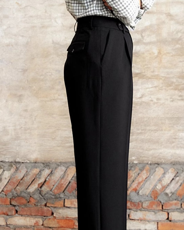 Italian Casual Wide-leg Suit Pants British High Waist Baggy Straight Trousers