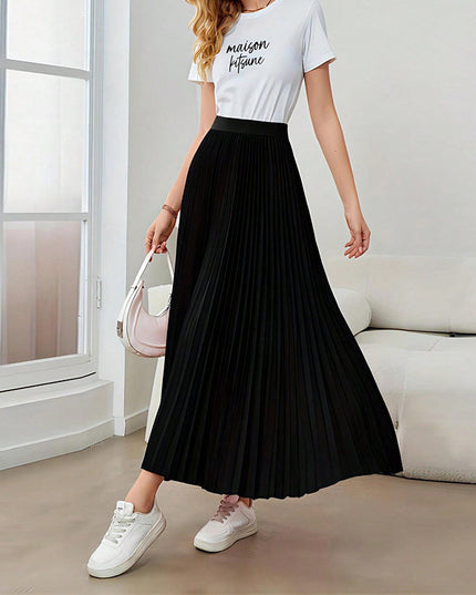 Skirt New Elegant Pleated Puffy Umbrella Skirt Polyester Skirt For Women