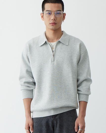 Korean Style Niche Casual Polo Collar Knitwear Sweater For Men
