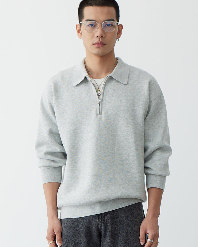Korean Style Niche Casual Polo Collar Knitwear Sweater For Men