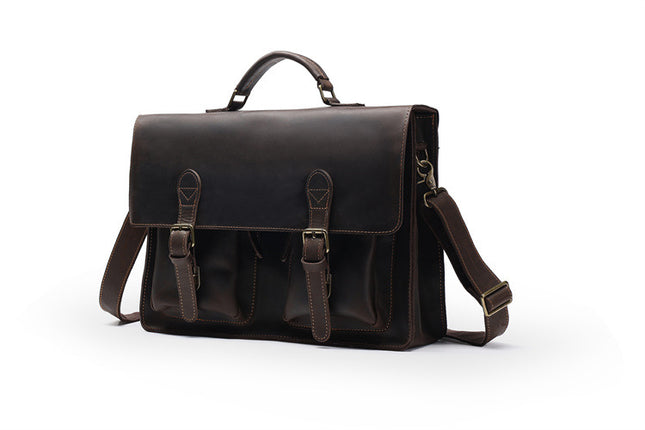 Top Cowhide Leather Computer Bag | Crossbody Business Handbag, Genuine Leather