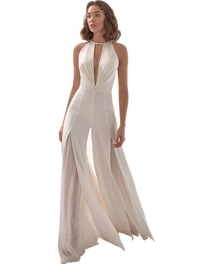 Sexy Deep V Halter Jumpsuit Casual Trousers
