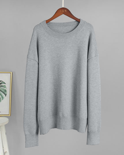 Loose And Warm Simple Pullover Solid Color Knitted Sweater