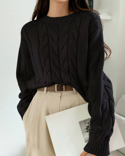 Round Neck Pure Color All-matching Trendy Sweater Top