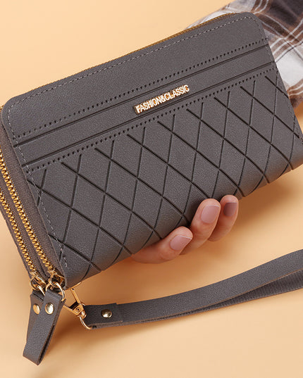 Women's Simple Double Zipper Multiple Card Slots Long Wallet