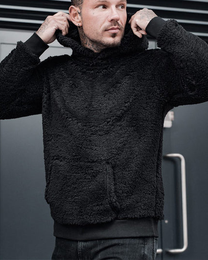 Fashion Solid Color Men's Long Sleeve Plush Hoodie