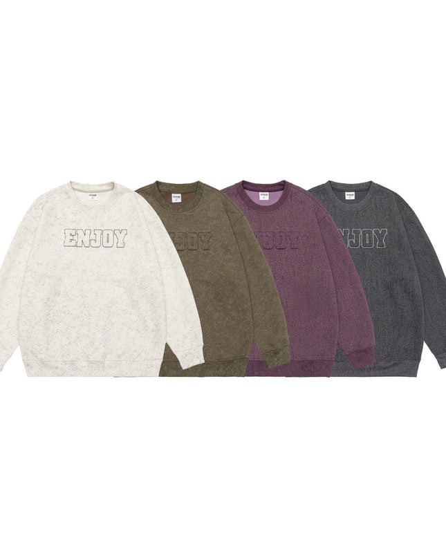 Retro Alphabet Embroidered Crew Neck Sweater