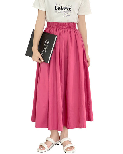 Skirt Pure Cotton Flared Pleated Swing