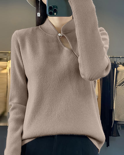 Half Turtleneck New Chinese Style Buckle Sweater Women's Sweater