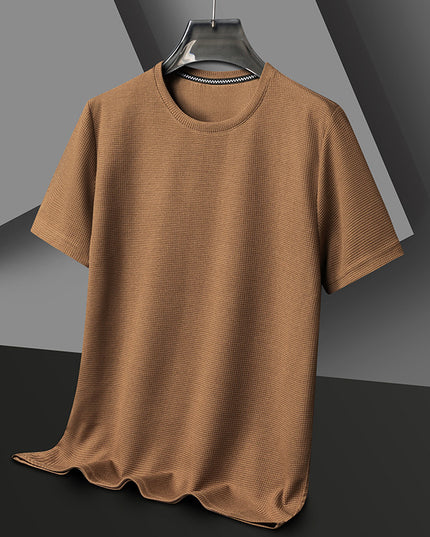 Summer Solid Color Men's Polyester Round Neck T-shirt