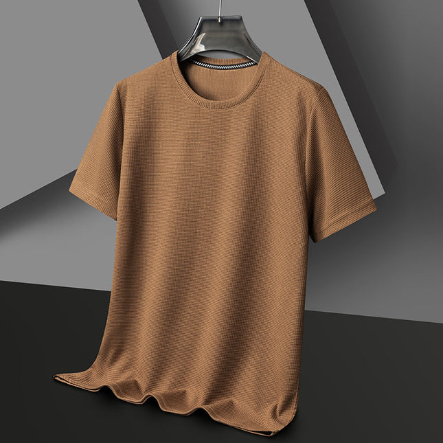 Summer Solid Color Men's Polyester Round Neck T-shirt