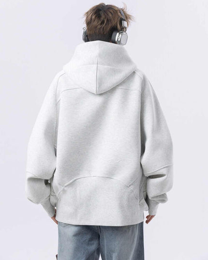 Cropped Hoodie Men's Loose Casual Half Zipper Jacket