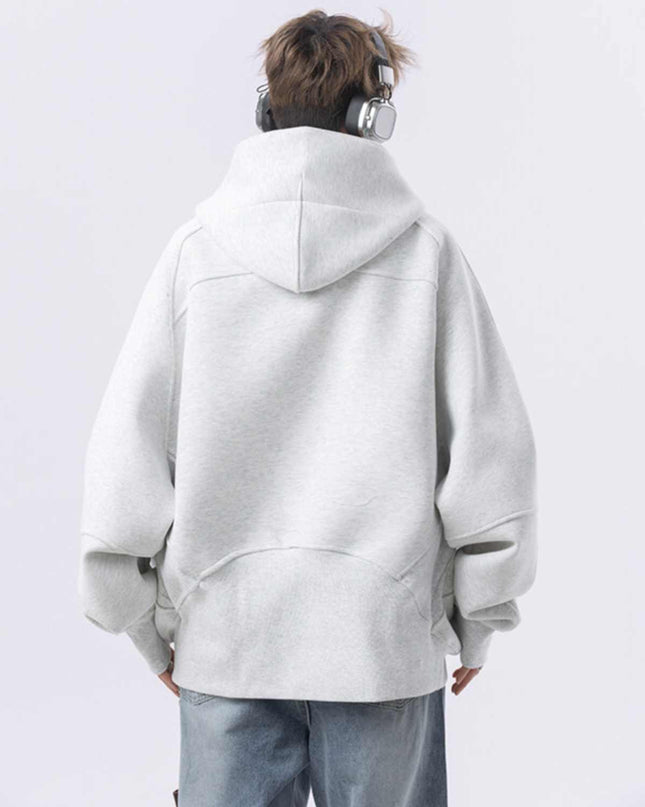 Cropped Hoodie Men's Loose Casual Half Zipper Jacket