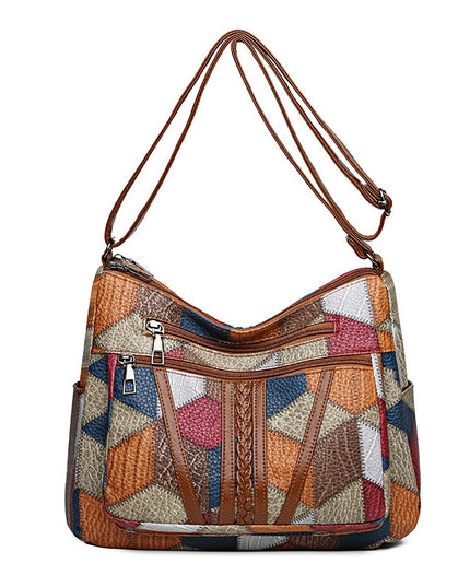 Large Capacity Splicing Work Commuting Multi-pocket Crossbody Cross-body Bag