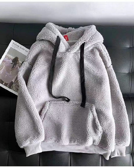 Lamb Wool Sweatshirt Winter Women's Fleece-lined Thickened Hooded