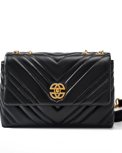 Women's Cowhide Diamond Chain Square Shoulder Messenger Bag