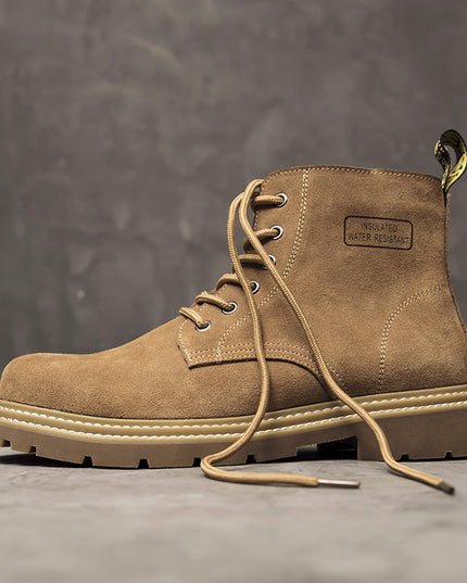 Hidden Heel Platform Retro Men's Leather Boots